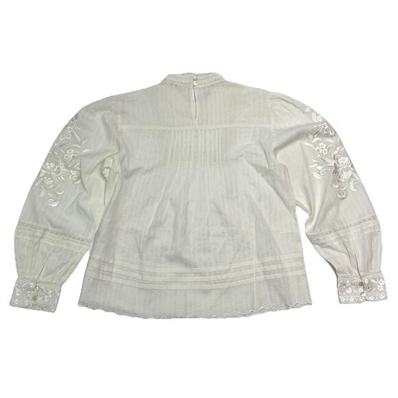 Sundance Delicate Devotion Top Marshmallow Petite Medium PM Embroidered Bohemian - Picture 3 of 7